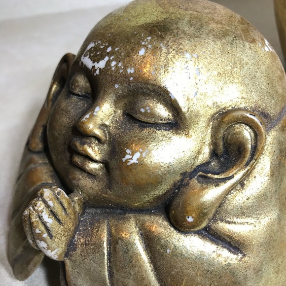 Rare BUDDAH UNIVERSAL 8" Approx GOLD FINISH PLASTER STATUARY Chest 2 PIECE - Picture 8 of 16